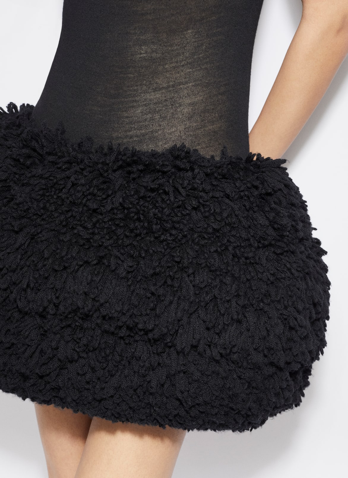 MINI BUBBLE SKIRT IN KNITTED FUR ALAÏA  MINI BUBBLE SKIRT IN KNITTED FUR